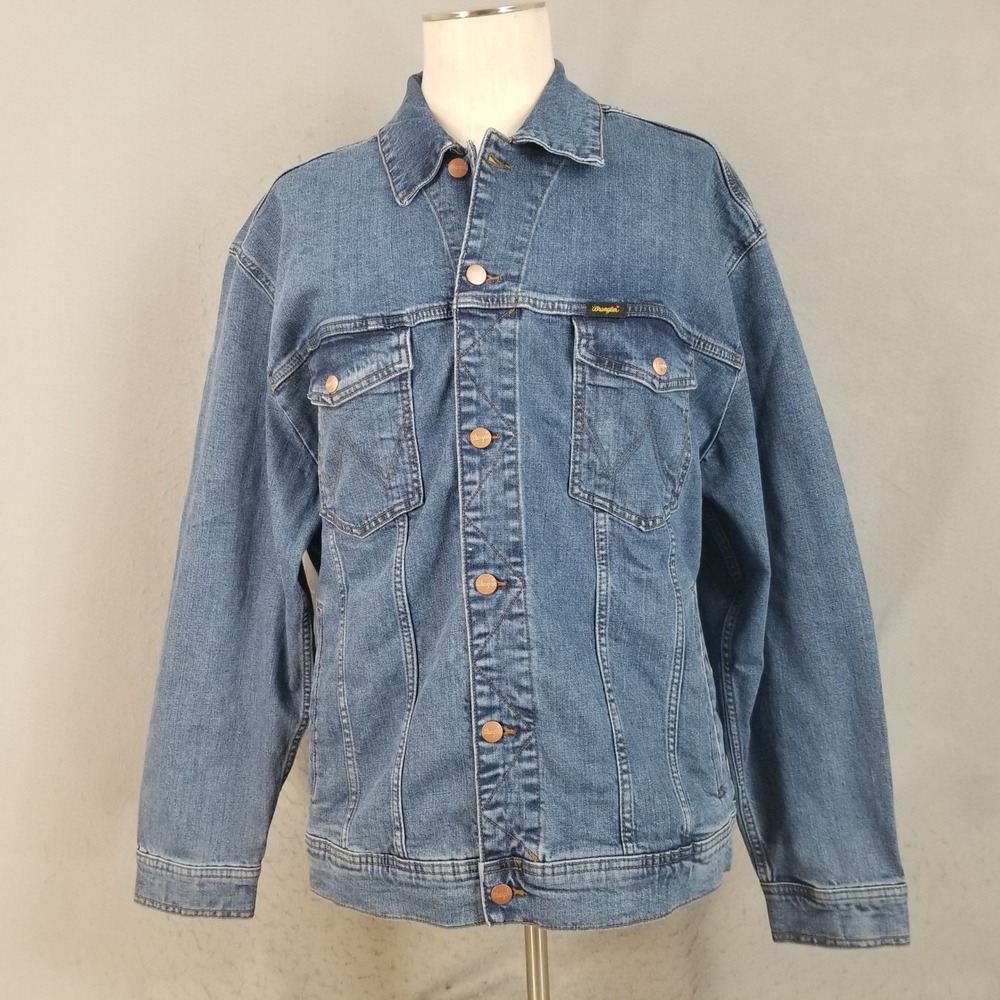 Wrangler Denim Jacket Mens XXL Blue Whataburger Logo Trucker 112368728